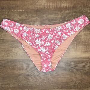 J Crew Curved Waist Cheeky Bikini Bottom 2X Tossed Floral Dark Flamingo Pink NWT